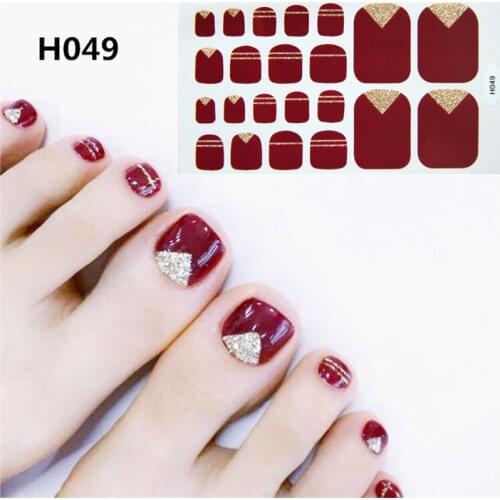 Recuerdame 22Tips/Sheet Toe Nail Sticker Fashion Long-lasting Toe Nail Wraps Nail Art Full Cover Adhesive Foil Stickers Manicure