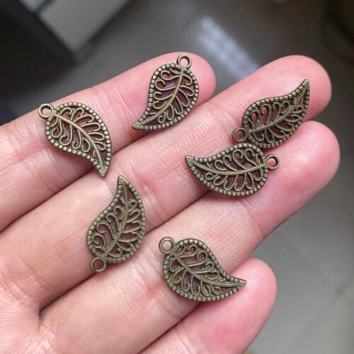 30PCS/lot Antique Bronze Tree Leaf Charm Pendant For DIY Necklace Handmade Bracelet Earrings Accessories Fashion Jewelry Making