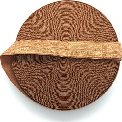 5yards/lot 5/8" 15mm Brown Multirole Fold Over Elastic Spandex Satin Band Ties Hair Accessories Lace Trim Sewing Notion