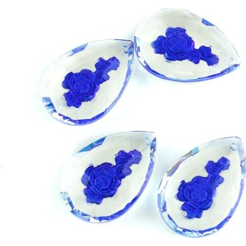 50mm Rose Inside Prism Drop Pendants For Chandeliers Glass Hanging Parts Crystal Hanging Suncatchers