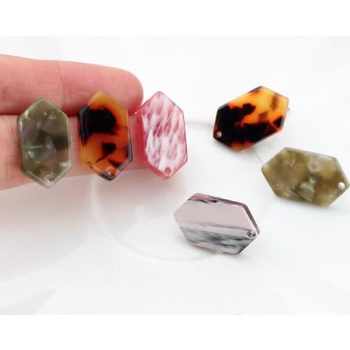 14*24mm 6pcs/lot Acetate Resin Tortoiseshell Geometric Base Earrings Connector For DIY Earring Making Jewelry Accessories