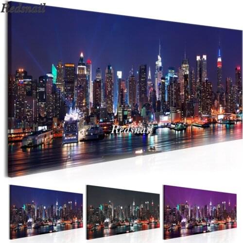 Large 5D Full Drill Mosaic Embroidery large City Night Scenery DIY Diamond Paintings Wall Art New york cityscape building YG728