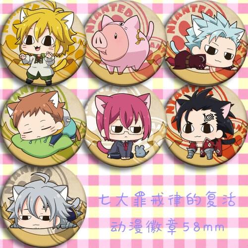 Anime badges 58 mm The Seven Deadly Sins Meliodas Ban Hawk Brooch