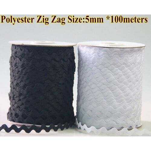 Free shipping-Zig zag Ric rac Ribbon Tape ,width 5-6mm ,100y/roll,color White, DIY accessories for Decorateing garments,handmade