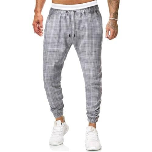 New Large-size Mens Casual Trousers Urban Gentlemens Oversize Checkered Trousers