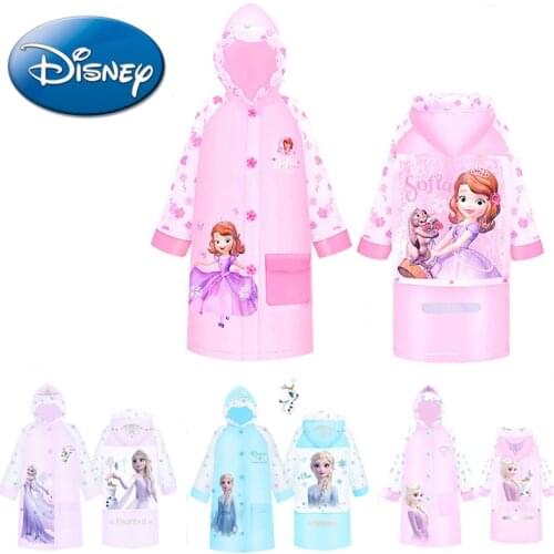 Disney Children Cartoon Poncho Raincoat Frozen Elsa Girl Student with A Bag Cute Princess Raincoat Kids Raincoat Birthday Gift