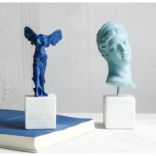 European Resin Portrait Greek Victory Goddess Sculpture Ornaments Home Livingroom Table Furnishing Crafts Office Figurines Craft