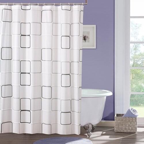 180x180cm Gemotric PEVA Moldproof Waterproof Bathroom Bath Shower Curtain Bathroom Products Bathroom Curtains with 12pcs Hooks