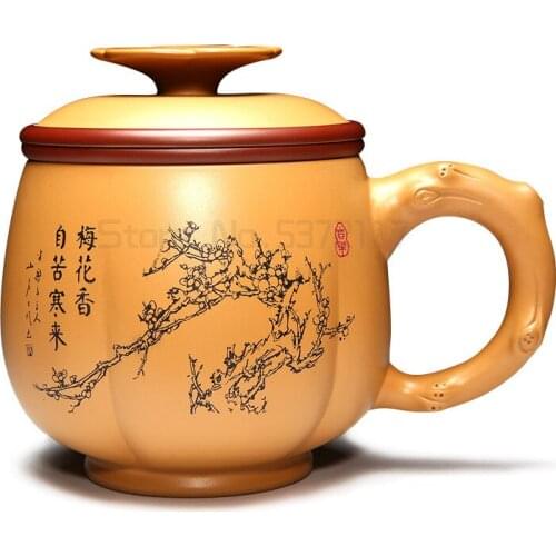 Zisha duan clay mug cup handmade tea cup with infuser cups inside marked Chinese kungfu office cup of tea new