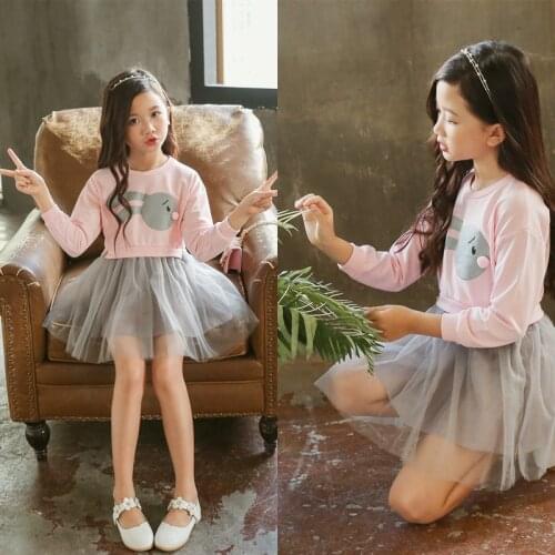 Girls Cotton Dress 2021 Spring&Autumn Fashion Rabbit Cartoon Print Baby Clothes Children Fashion Cute Long Sleeve Dress For Girl