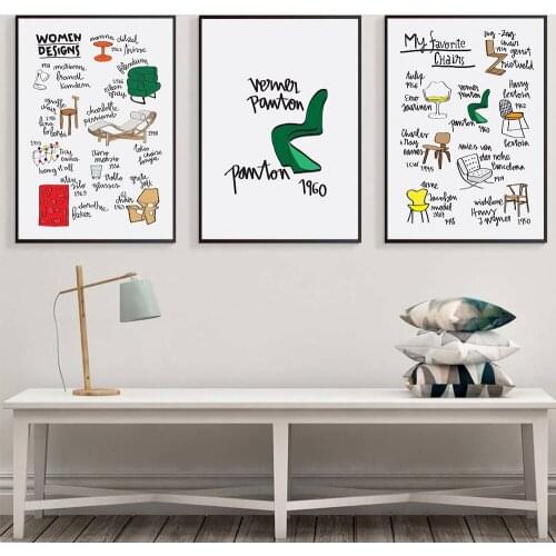 Favorite Cartoon Chairs Poster Print Women Design Chair Wall Art Canvas Painting Nordic Quote Wall Picture For Living Room Decor