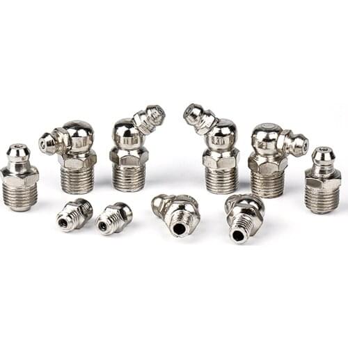 M6 M8 M10 Metric Size 90 Degree 45 Degree and Straight Grease Zerk Nipple Kit with Explosion-Proof Grease Gun Flat Head