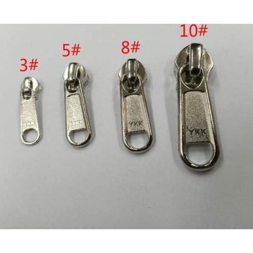 20 PCS/LOT YKK METAL Zipper Head Puller Silver No LOCK FOR RC Nylon COIL Zip Chain Outdoor TENT Backpack Bag sewing accessories