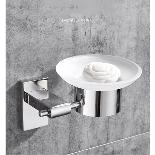 Soap Dish Wall-mounted Chrome Base With Acrylic Glass Soap Box Holders Bathroom Accessories Soap Dishes Case