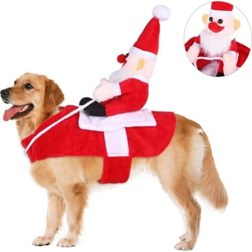 Novelty Pet Christmas Riding Dress Warm Apparel Party Dressing Up Cosplay Clothing Funny Clothing Dog Accessories