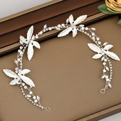 Rhinestone Leaf Headband Bride Hair Accessories Wedding Hairband Hair Hoop Women Decoration On The Headband Headpiece