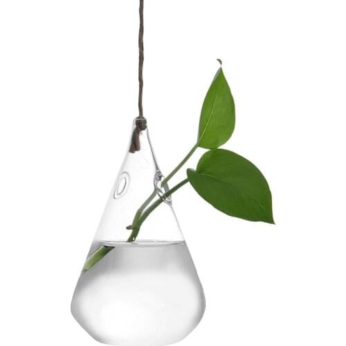Hanging Glass Cone Flowerpot Plant Flower Branch Pot Vase Terrarium Water Container Bonsai Holder