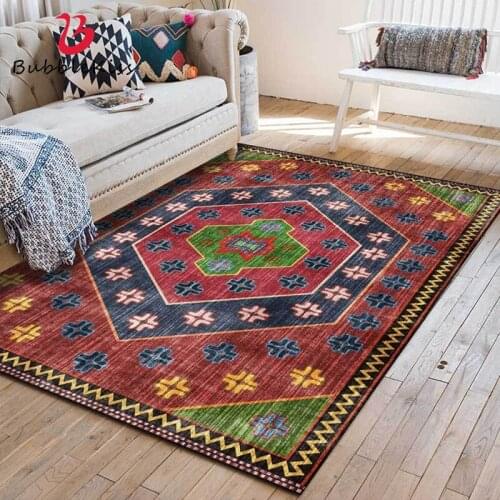 Bubble Kiss Retro Style Geometic Pattern Carpets for Bedroom Persian National Style Floor Mat Home Decor Bedside Anti Slip Rugs