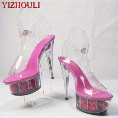 15cm Sexy around the wrist strap sandals and lovely heart catwalk runway looks slipper bride wedding shoes