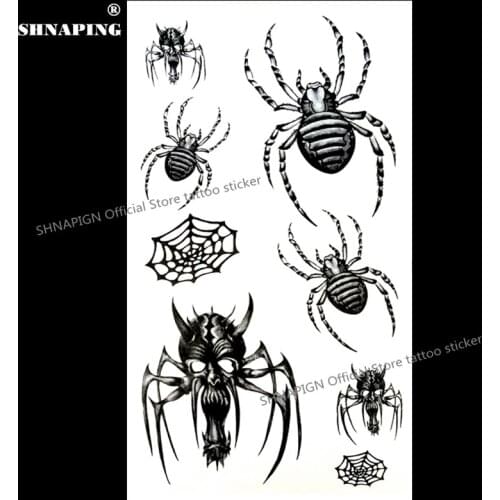 SHNAPIGN Small Spider Monster Temporary Tattoo Body Art Flash Tattoo Stickers 17*10cm Waterproof Fake Car Styling Wall Sticker