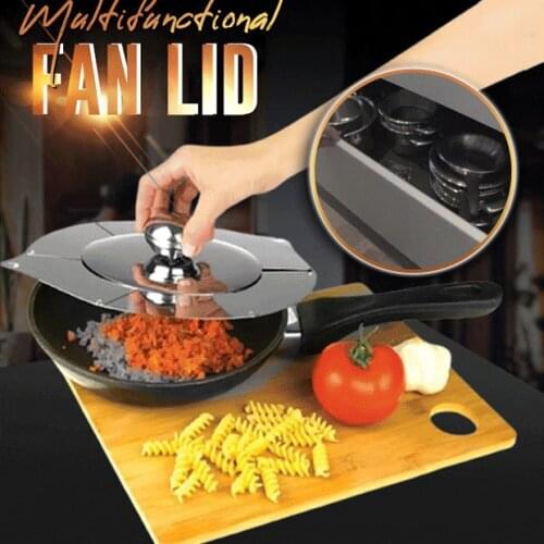 Foldable Pan Pot Lid Cover Stainless Steel Multifunction Variable Fan Lid Retractable Changable Kitchen Cooking Tool Accessories