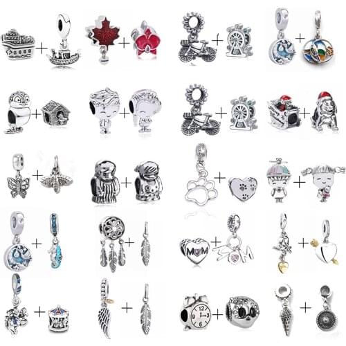 2Pcs/Lot Special offer new charm beaded pendant DIY brand bracelet necklace gift making silver-plated fashion jewelry