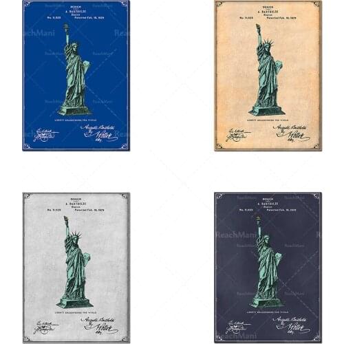 Statue of Liberty color patent printing, New York City Goddess printing art poster