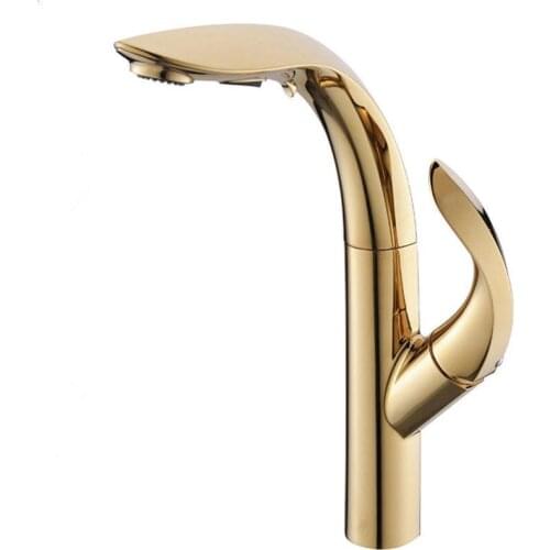 Bathroom Basin Faucet Brass Sink Mixer Tap Hot & Cold Pull Out Spray Nozzle Faucet Single Handle Water Kitchen Crane Vessel Tap