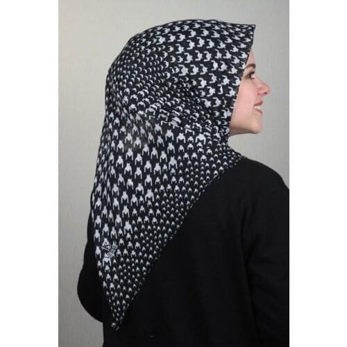 VERTU LINEN FLAMLI SCARF BLACK WHİTE SERIES-DESEN-28-RENK-14