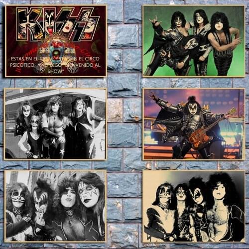 Vintage Poster Kiss band Kraft retro European and American music team star classic decorative painting retro poster 30x21cm