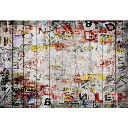 VinylBDS 5x7ft Graffiti Wood Background Kids Prancha Backdrop Vintage Children Colorful Letters Hip-Hop For Photo Studio