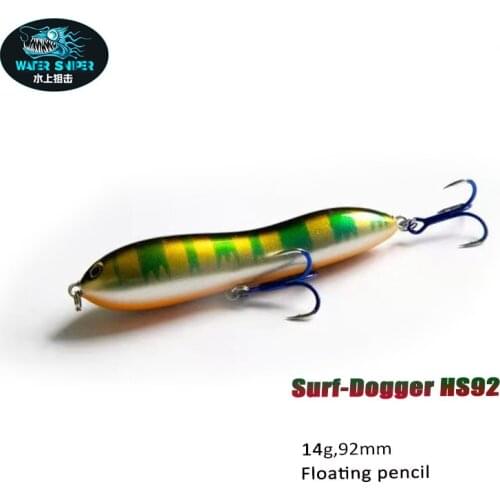 WATER SNIPER Pencil Lure 14g 92mm Floating Hard Bait Walking Dog Action Seasnake For Bass Trout Fishing