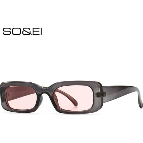 SO&EI Retro Small Rectangle Colorful Sunglasses Women Ins Popular Fashion Clear Blue Green Shades UV400 Men Square Sun Glasses