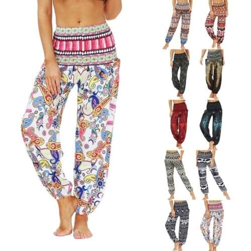 Women Casual Loose Hippy Yoga Pants MenS And WomenS Leggings Hippie Boho PJs Lounge Beach Trousers Printing Yoga Pants 2021