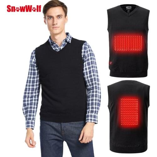 Battery Heated Sweater Men Outdoor USB Infrared Heating Vest Jacket Winter Flexible Electric Thermal Clothing Waistcoat