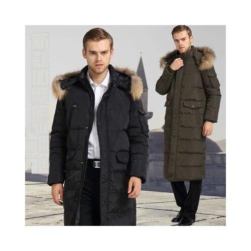 Winter Duck Down Jacket Men Plus Size 4XL Raccoon Fur Long Hooded Coat Parkas casaca de invierno hombre LX2257