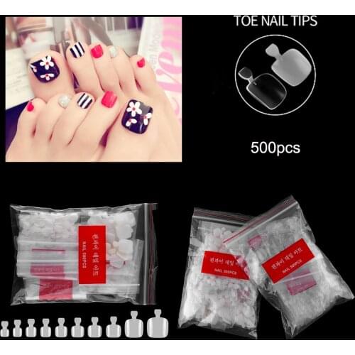 100/500Pcs Toe Nails Acrylic Manicure False Nail Tips For Toes Natural Artificial Nail Tips Tool Full Cover Toenails Manicure
