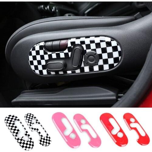 2Pcs Car Front Seat Adjustment Switch Button Frame Cover Trim Sticker For Mini Cooper F54 Clubman F60 Countryman Car Accessorie