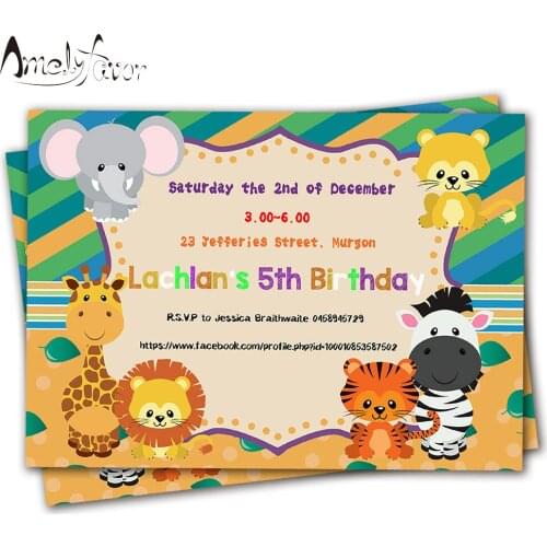 Safari Animals Theme Party Invitation Card 20PCS Birthday Party Decoration Supplies Blank Custom-made Giraffe Animal Invitations