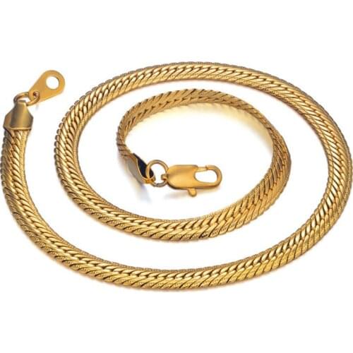 2021 High Quality 5/8mm Embossing Flat Snake Chain Necklace Gold Silver Color Curb Chains For Men Women Jewelry Dropshipping