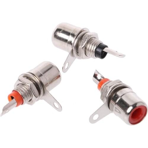 20CE 10 Pcs Nickel Plated RCA Phono Chassis Panel Mount Female Socket Adapter Red+Black