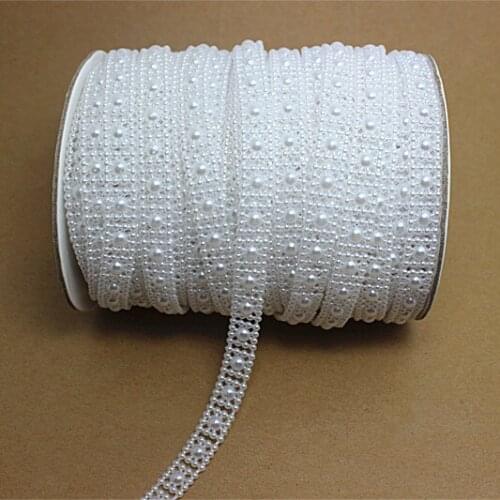 25m/roll new delicate square shape faux pearls chain flatback resin material for DIY garment accessory