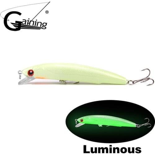 5Pcs 12cm 17g Artificial Fishing Lure 3D Luminous Night Bait Minnow Lure Hard Bait Lure Fishing Tackle with Two Triangle Hooks