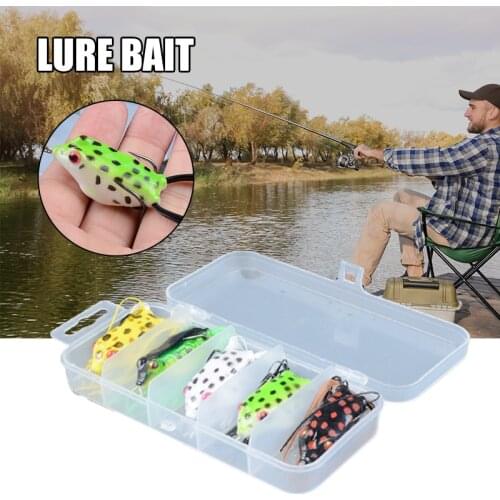 5pcs Frog Crank Fishing Lure with 3D Bionic Eyes Soft Body Frog Lure Suitable for Perch Freshwater Seawater Fishing XR-Hot