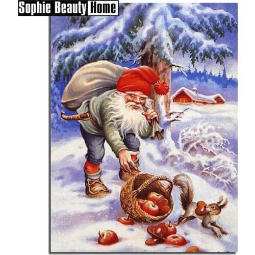 5D DIY Full Drill Diamond Painting Santa Claus Diamond Embroidery Cross Stitch Christmas Rhinestone Mosaic Wedding Decor 19A011