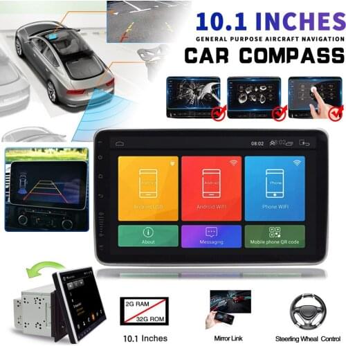 Mayitr 1pc Car 2DIN Rotatable Car Radio Stereo 10.1" Android 9.1 Touch Screen GPS Wifi GPS USB DVR DTV-IN MP3 Music Parts