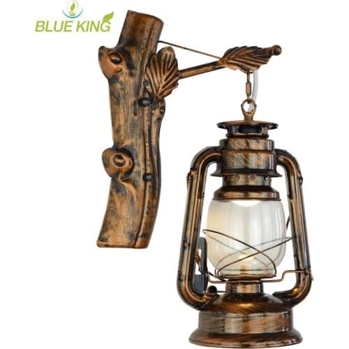Antique Vintage Copper Kerosene Wall Lights Fashion Iron E27 Edison LED Bulbs Deco Aisle Restaurant Lustres Wall Lamp