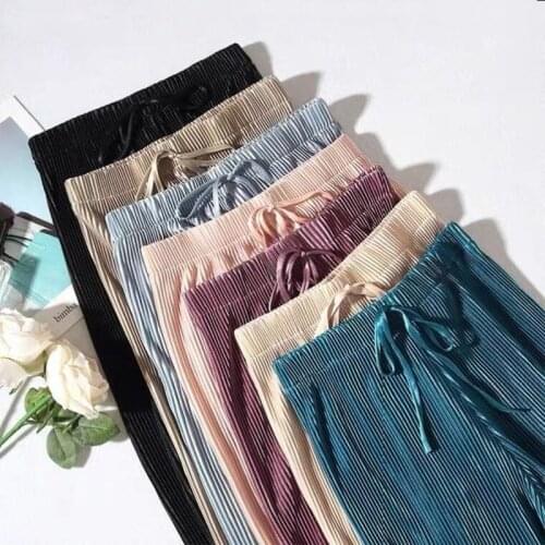 Plus size Wide Leg Pants Women Pure Black Lace-up Korean Style Loose Leisure High Waists Pleated Trousers Streetwear 5XL 6XL 7XL