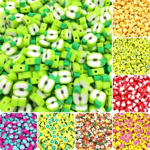 30pcs/lot 10mm Fruit Beads Polymer Clay Beads Mixed Color Polymer Clay Spacer Beads For Jewelry Making DIY Bracelet necklace