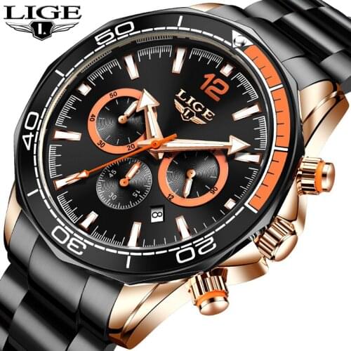 Men LIGE Top Brand Luxury 30M Waterproof Casual Automatic Date Quartz Wrist Watch 2021 New Fashion Diver Watch Male Relogio+Box